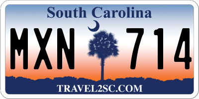 SC license plate MXN714