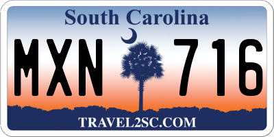 SC license plate MXN716