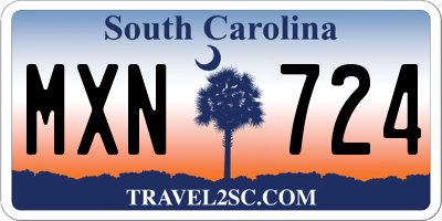SC license plate MXN724