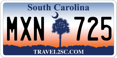 SC license plate MXN725