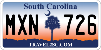 SC license plate MXN726
