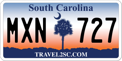 SC license plate MXN727