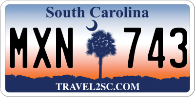 SC license plate MXN743