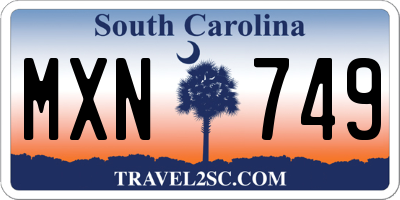 SC license plate MXN749