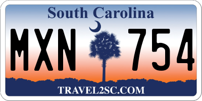 SC license plate MXN754