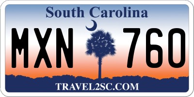 SC license plate MXN760