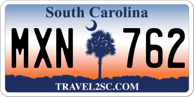 SC license plate MXN762
