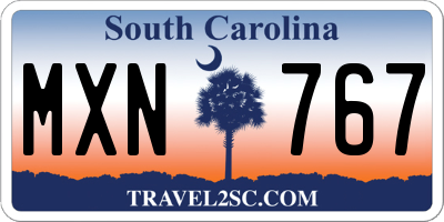 SC license plate MXN767