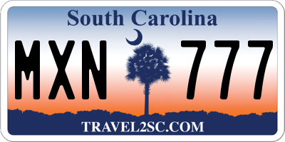 SC license plate MXN777
