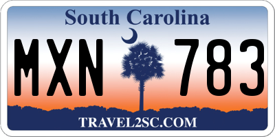 SC license plate MXN783