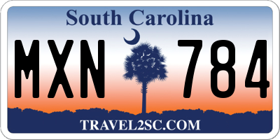 SC license plate MXN784