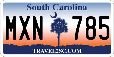SC license plate MXN785