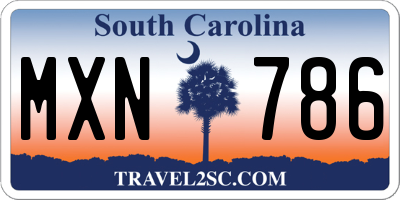 SC license plate MXN786