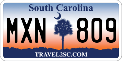 SC license plate MXN809