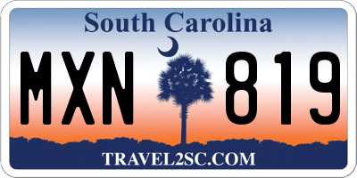 SC license plate MXN819