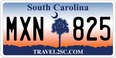 SC license plate MXN825