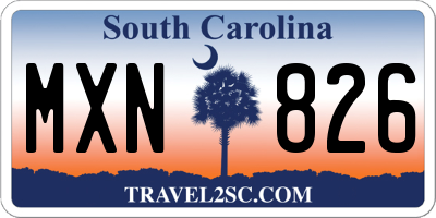 SC license plate MXN826