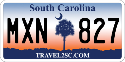 SC license plate MXN827