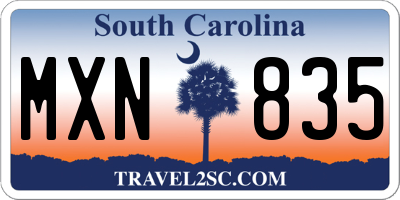 SC license plate MXN835