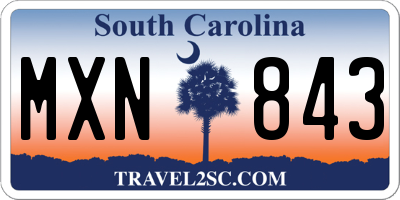 SC license plate MXN843