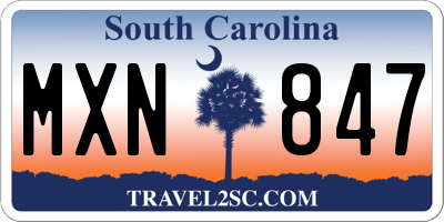 SC license plate MXN847