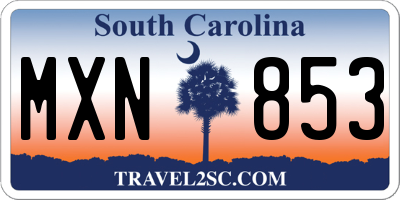 SC license plate MXN853