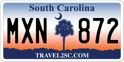 SC license plate MXN872