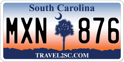 SC license plate MXN876