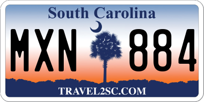 SC license plate MXN884