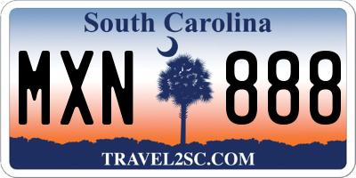 SC license plate MXN888