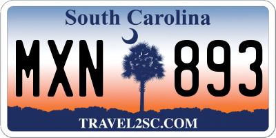 SC license plate MXN893