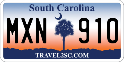 SC license plate MXN910