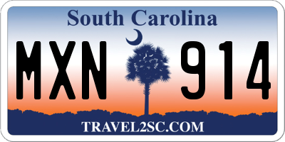 SC license plate MXN914