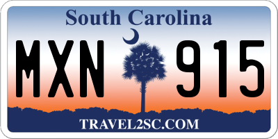 SC license plate MXN915