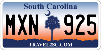 SC license plate MXN925