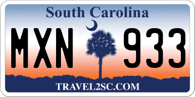 SC license plate MXN933