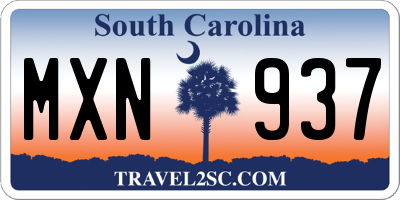 SC license plate MXN937