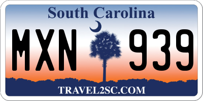 SC license plate MXN939