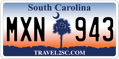 SC license plate MXN943