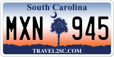SC license plate MXN945