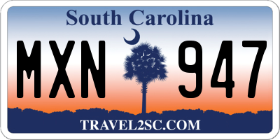SC license plate MXN947