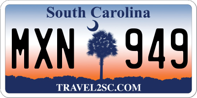 SC license plate MXN949