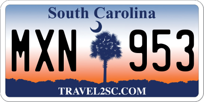 SC license plate MXN953