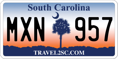 SC license plate MXN957