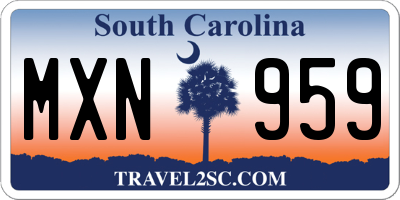 SC license plate MXN959