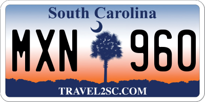 SC license plate MXN960