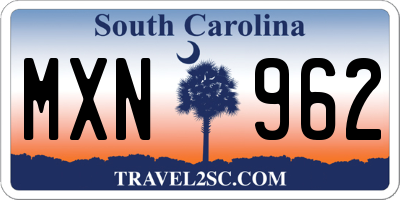 SC license plate MXN962