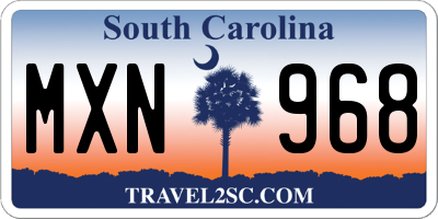 SC license plate MXN968