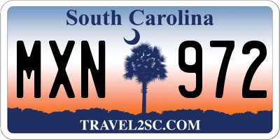 SC license plate MXN972