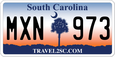 SC license plate MXN973